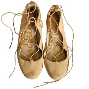 SAM EDELMAN Flynt Suede Leather Ballet Lace Up Flats